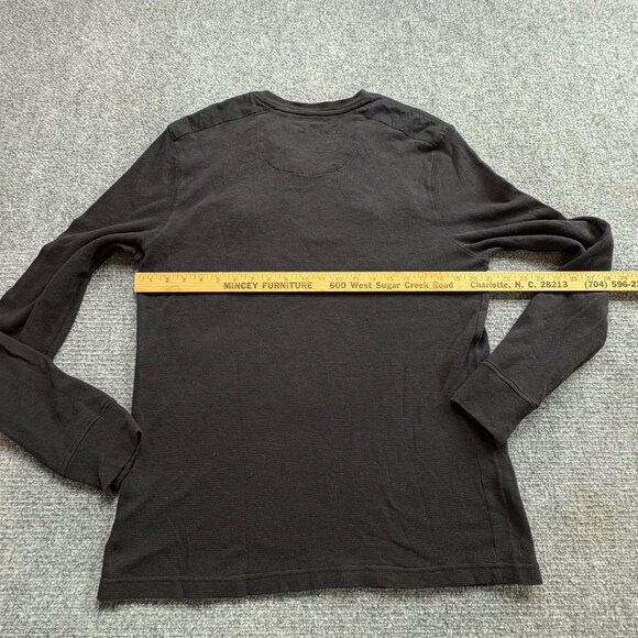Guess Shirt Mens XXL Black Long Sleeve V-Neck Waffle‎ Knit Henley Runs Small - Picture 9 of 11